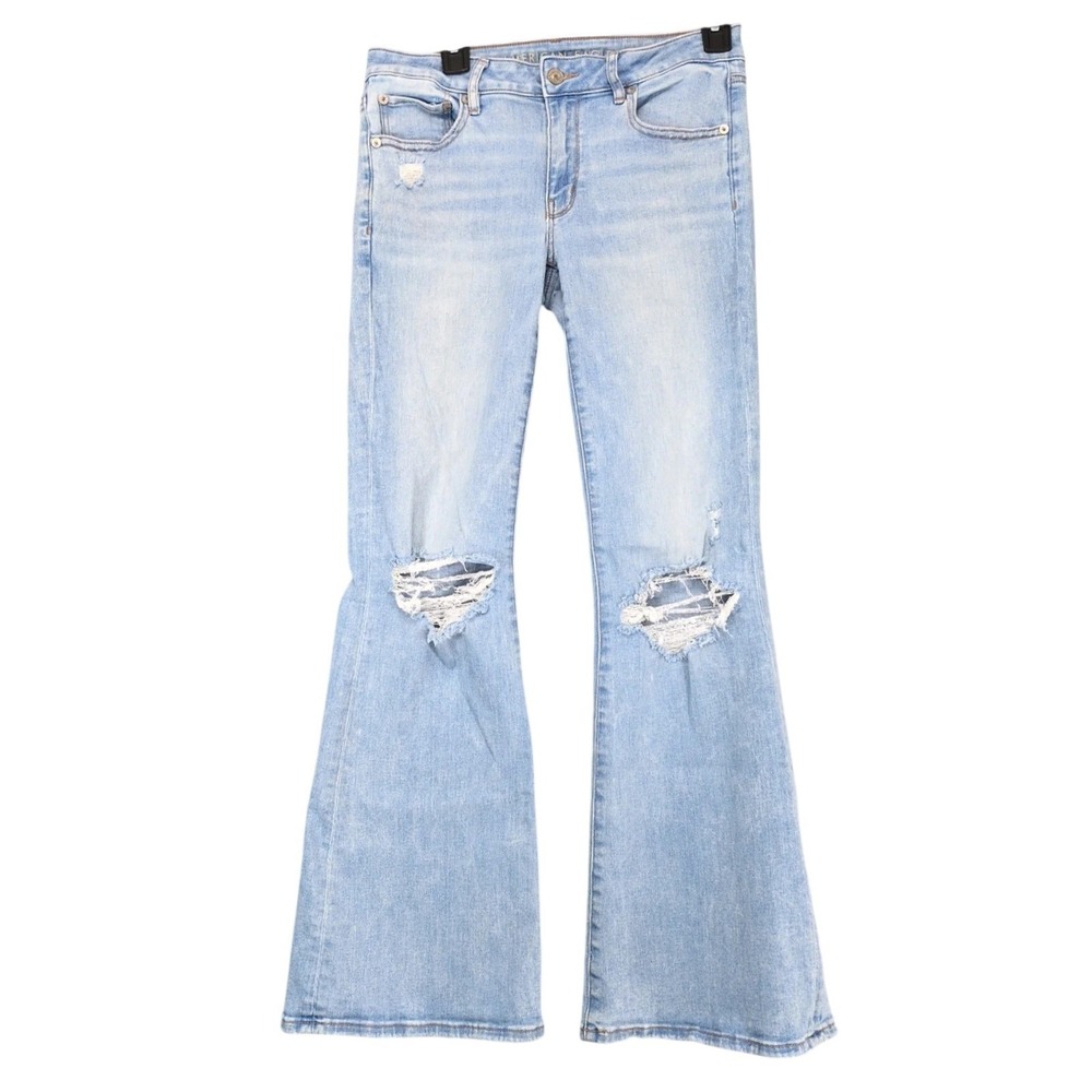 American Eagle Next Level Stretch Light Wash Flare Jeans Womens 6 29x30" Y2K